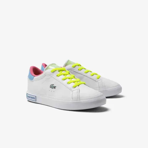 Sneakers Powercourt enfant Lacoste en synthétique, détail coloré
