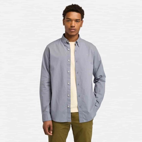 Timberland Chemise en popeline extensible à manches longues pour homme en gris