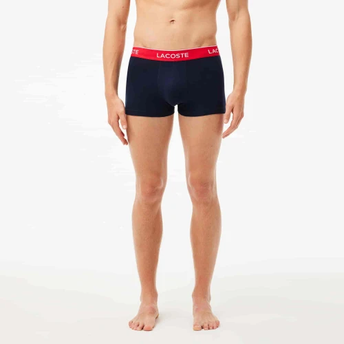 Lacoste Lot de 3 boxers courts casual marine avec ceinture contrastée