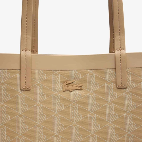 Lacoste Sac cabas Zely moyen monogramme en toile enduite