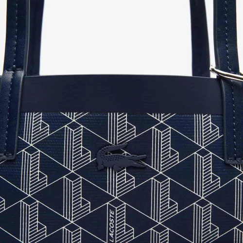 Lacoste Sac cabas Zely moyen monogramme en toile enduite