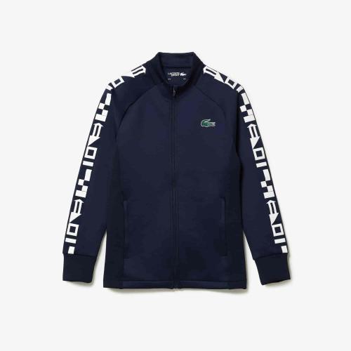 Sweatshirt zippé homme Tennis Lacoste SPORT avec bandes imprimées