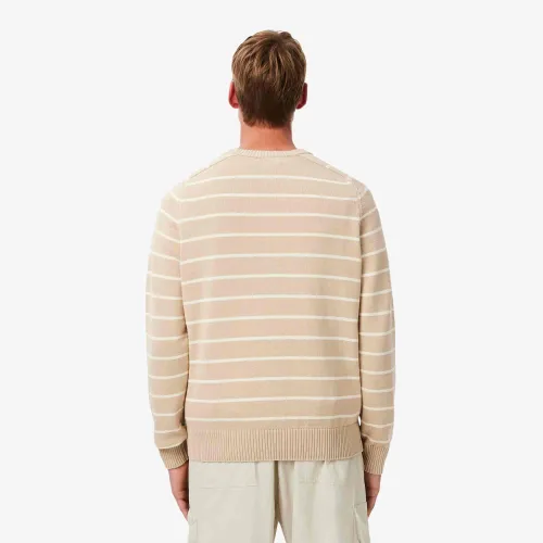 Lacoste Pull coton maille 3D rayé col rond
