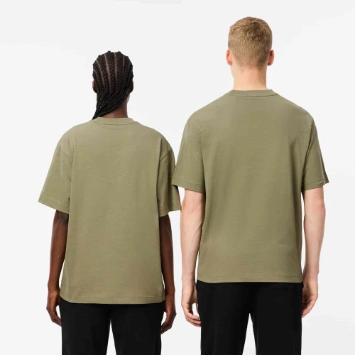 Lacoste T-shirt loose fit coton épais avec badge