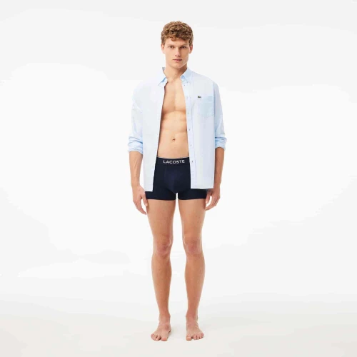 Lacoste Lot de 3 boxers courts casual marine avec ceinture contrastée