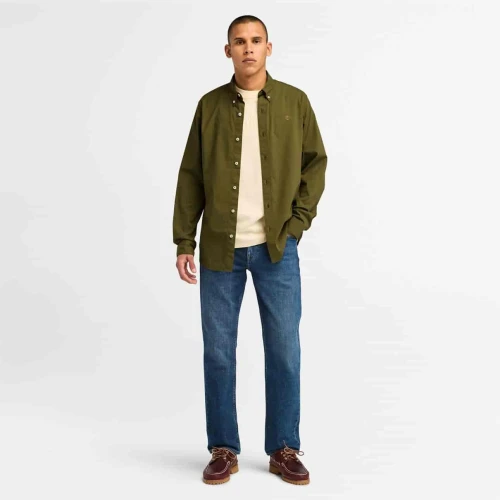 Timberland Chemise en popeline extensible à manches longues pour homme en vert