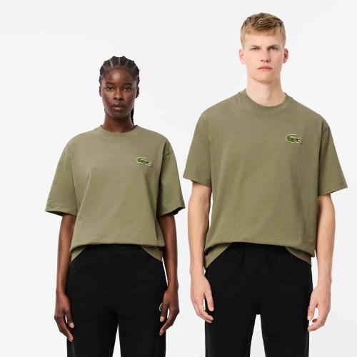 Lacoste T-shirt loose fit coton épais avec badge