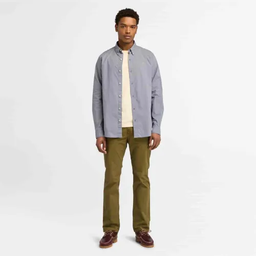 Timberland Chemise en popeline extensible à manches longues pour homme en gris