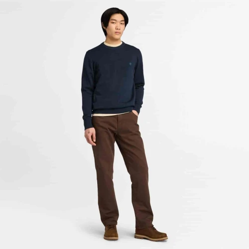 Timberland Pull à col rond en laine mérinos Cohas Brook pour homme en bleu foncé