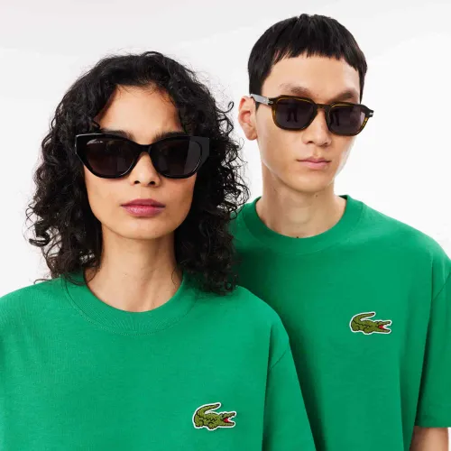 Lacoste T-shirt loose fit coton épais avec badge