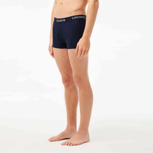 Lacoste Lot de 3 boxers courts casual marine avec ceinture contrastée