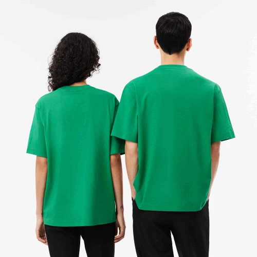 Lacoste T-shirt loose fit coton épais avec badge