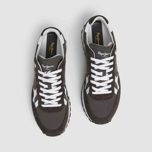 Pepe Jeans Brit-On Prints M retro sneaker with leather details