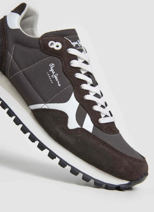 Pepe Jeans Brit-On Prints M retro sneaker with leather details