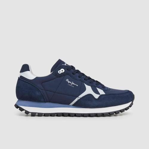 Pepe Jeans Brit-On Prints M retro sneaker with leather details