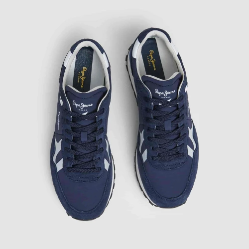 Pepe Jeans Brit-On Prints M retro sneaker with leather details