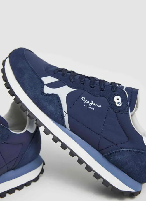 Pepe Jeans Brit-On Prints M retro sneaker with leather details