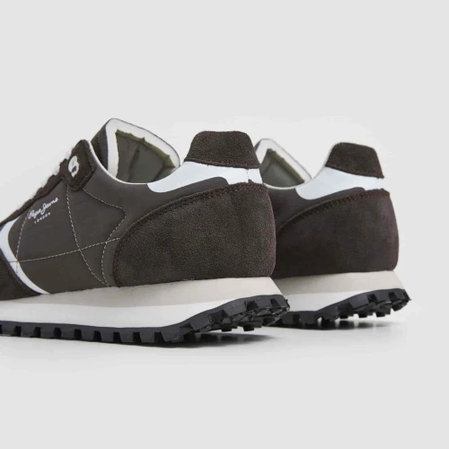 Pepe Jeans Brit-On Prints M retro sneaker with leather details