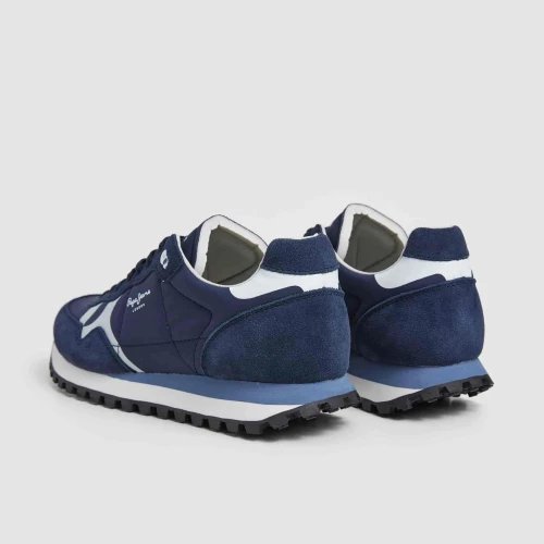 Pepe Jeans Brit-On Prints M retro sneaker with leather details