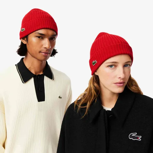 Lacoste Bonnet en laine peignée côtelée