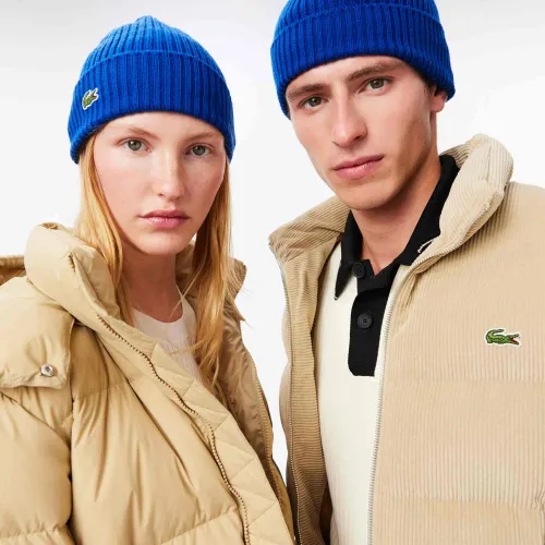 Lacoste Bonnet en laine peignée côtelée