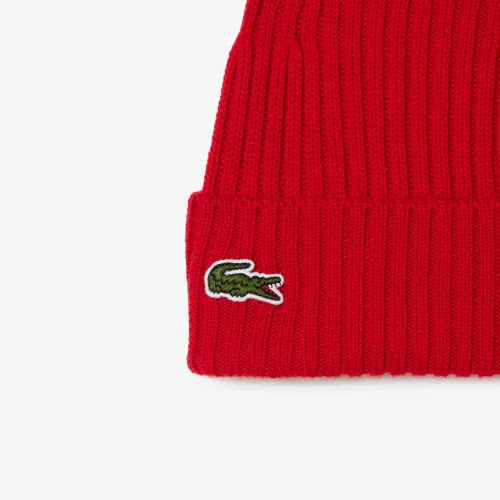 Lacoste Bonnet en laine peignée côtelée