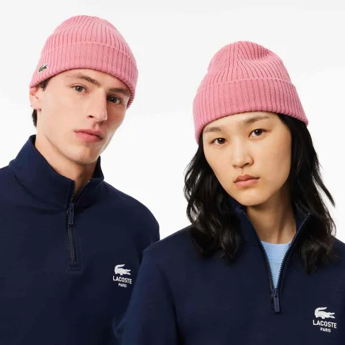 Lacoste Bonnet en laine peignée côtelée