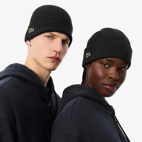 Lacoste Bonnet en laine peignée côtelée