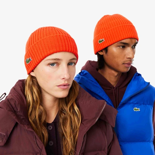 Lacoste Bonnet en laine peignée côtelée
