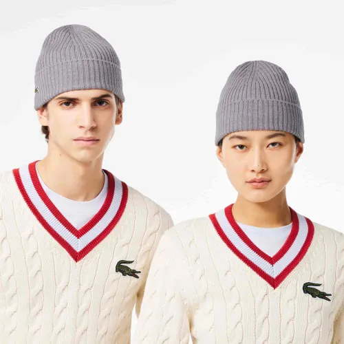 Lacoste Bonnet en laine peignée côtelée