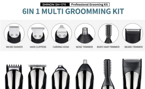 Tondeuse Cheveux Professionnelle Sans Fil Rechargeable - SHINON SH-1711- multifonction 6 en 1