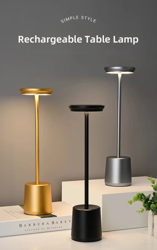 Rechargeable Table Lampe LED tactile en métal simple et sans fil