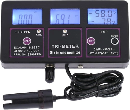 Nouveau testeur d'eau multi-paramètres professionnel 6 en 1 pH / RH / EC / CF / (PPM)