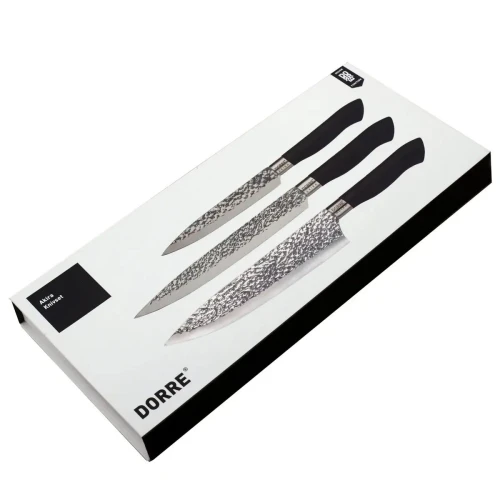 DORRE Coffret de couteaux Akira en acier inoxydable 3 couteaux