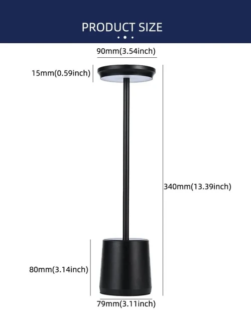 Rechargeable Table Lampe LED tactile en métal simple et sans fil