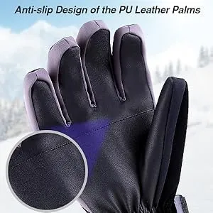Gants de ski Tomshoo, gants d'hiver imperméables et coupe-vent en coton épais et coton haute densité pour les sports d'hiver (ski, snowboard).Taille SM