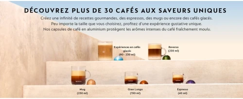 Krups Machine à Café Nespresso Vertuo Next avec Adaptateur Inox pour Capsule Standard