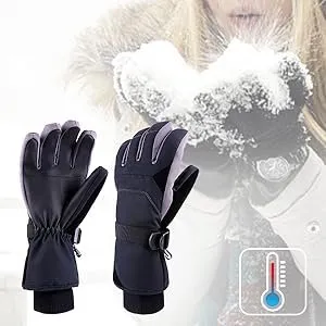 Gants de ski Tomshoo, gants d'hiver imperméables et coupe-vent en coton épais et coton haute densité pour les sports d'hiver (ski, snowboard).Taille SM