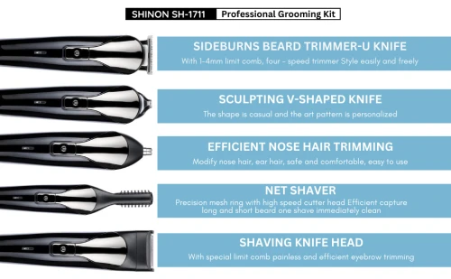 Tondeuse Cheveux Professionnelle Sans Fil Rechargeable - SHINON SH-1711- multifonction 6 en 1