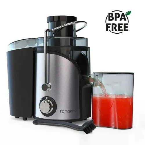 Centrifugeuse Homgeek Presse-Agrumes À Double Vitesse 400 W Avec Kit Anti-Goutte, Facile À Nettoyer, Acier Inoxydable, Sans BPA