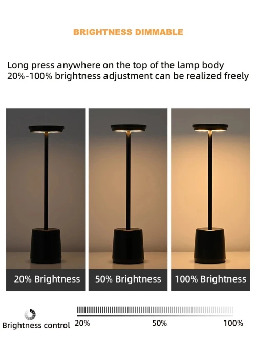 Rechargeable Table Lampe LED tactile en métal simple et sans fil