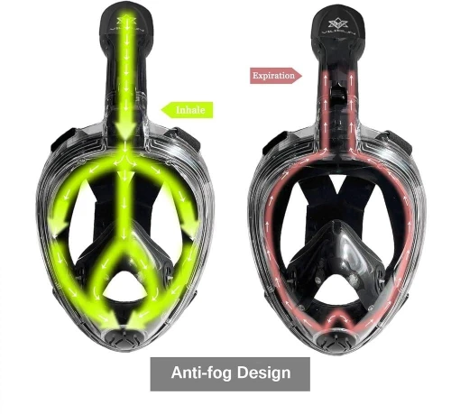 V-VILISUN Masque de plongée intégral champ de vision de 180° et support de caméra Technologie antibuée, antifuite