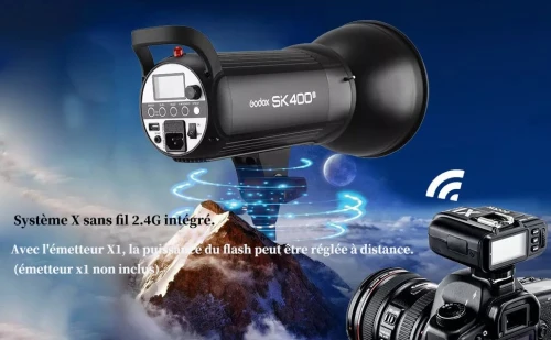 GODOX SK400II Compact 400Ws Studio Flash Strobe Light Built-In 2.4G Système X Sans Fil GN65 5600K