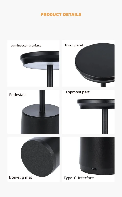 Rechargeable Table Lampe LED tactile en métal simple et sans fil
