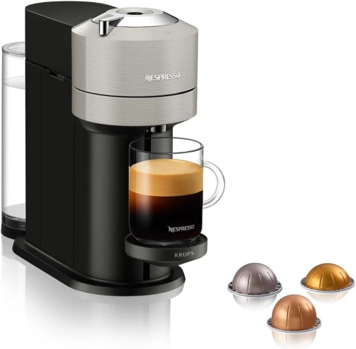 Krups Machine à Café Nespresso Vertuo Next avec Adaptateur Inox pour Capsule Standard