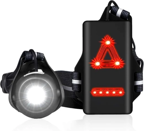 Lampe pectorale extérieur de course, Running, Motos, Vélo, à LED, lampe de poitrine, lampe d'avertissement arrière avec batterie rechargeable pour camping