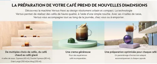 Krups Machine à Café Nespresso Vertuo Next avec Adaptateur Inox pour Capsule Standard