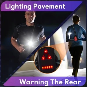 Lampe pectorale extérieur de course, Running, Motos, Vélo, à LED, lampe de poitrine, lampe d'avertissement arrière avec batterie rechargeable pour camping