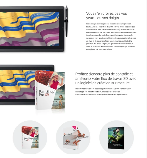 Wacom MobileStudio Pro 13–DTH-W1320-EU I7 8Go SSD 512