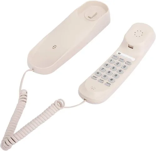 Téléphone fixe double utilisation TC-990 avec fil beige pour hôtel, maison et bureau